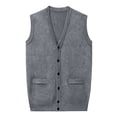 thumbnail image 5 of Atkumj Men's Sweater Vests Trendy Solid Color Button Down Knit Vest with Front Pockets Casual Comfortable V Neck Sleeveless Sweater Vest 4XL, 5 of 8