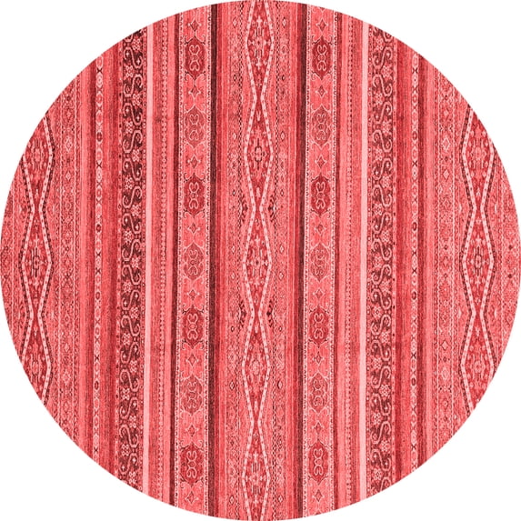 Ahgly Company Machine Washable Indoor Round Abstract Red Modern Area Rugs, 4' Round