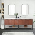 thumbnail image 3 of Mahon 84B" Bath Vanity in N. American Deep Walnut with White Grain Stone &Mirror, 3 of 17