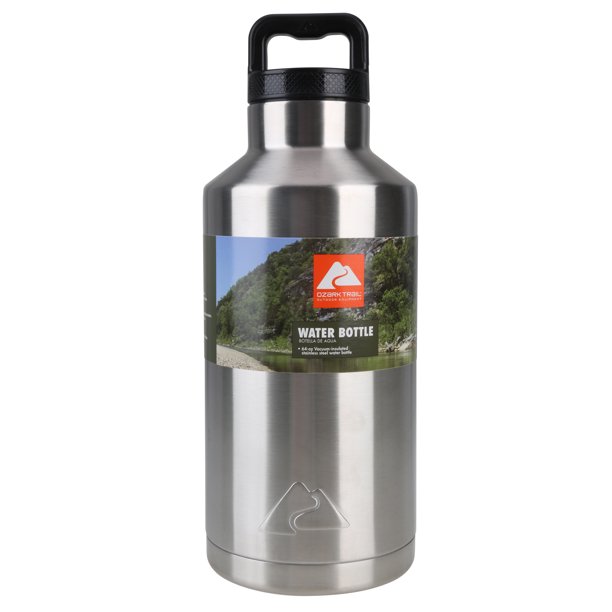 Ozark Trail Double Wall Vacuum Sealed Stainless Steel Water Bottle, 64