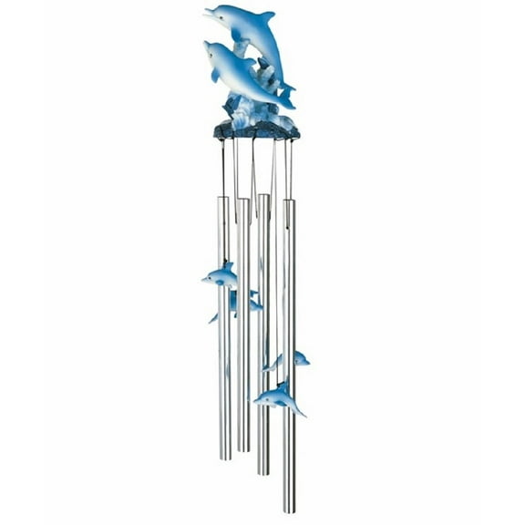 FC Design 23" Long Dolphin Swimming on Wave Round Top Wind Chime Marine Life Garden Patio Decoration