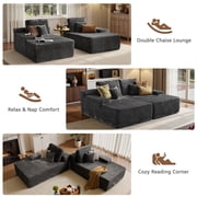 Ovios 74W Oversized Double Chaise Lounge Chair Deep Seat Cloud Sofa Bed Sleeper Loveseat for Living Room, No Assembly, Gray