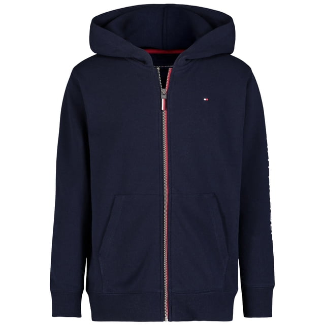 Sudadera con capucha Tommy Hilfiger para niños, manga larga, forro polar, cierre completo, 10-12