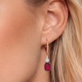 thumbnail image 3 of Gem Stone King 18K Rose Gold Plated Silver Ruby Red Mystic Quartz and White Moissanite Dangle Earrings for Women with Lab Grown Diamond (4.09 Cttw, Oval 9X7MM), 3 of 6