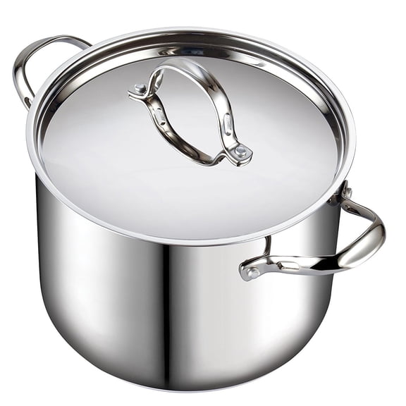 Cooks Standard Classic 12 Quart Stainless Steel Stock Pot with Lid, Large Cooking Pot for Pasta, Soup, Spaghetti, Stockpot with Even Heating, Oven & Dishwasher Safe, Induction Compatible Cookware