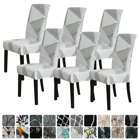 IROOM Chair Covers for Dining Room 6 Pack Dining Kitchen Chair Cover Set of 6,Stretchable Parson Chair Covers Slipcover, Pattern Leaf