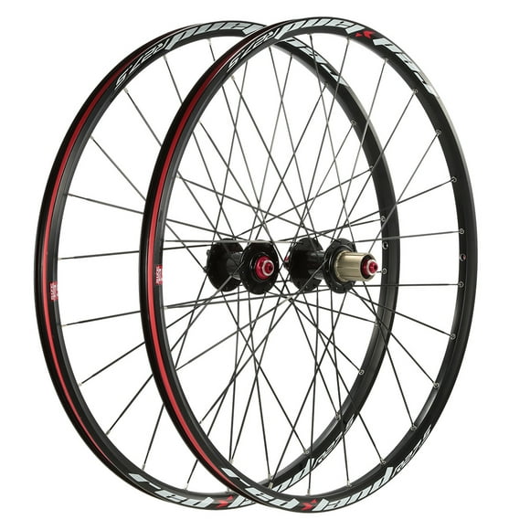 REDLAND Ensemble de Roues de Vélo de Montagne en Aluminium Léger de 27,5 Pouces avec Moyeu en Fibre de Carbone, Compatible 8-10 Vitesses, Libération Rapide, Rayons en Acier à 24 Trous
