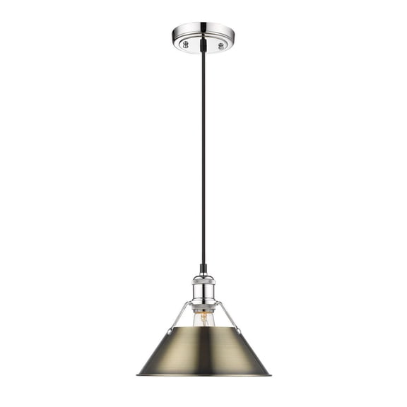 Orwell 1-Light Pendant in Chrome with Aged Brass