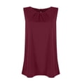 thumbnail image 3 of Tank Tops for Women Women's Fashion Round Neck Casual Solid Color Sleeveless Back Button T-Shirt Tank Top Kagetolytai Wine XL, 3 of 5