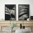 thumbnail image 3 of IDEA4WALL Framed Canvas Print Wall Art Set Mid-Century Geometric Palm Leaf Plants Fine Art Decorative Bohemian Minimalist Chic Artwork for Living Room, Bedroom, Office - Black 24"x36"x2, 3 of 5