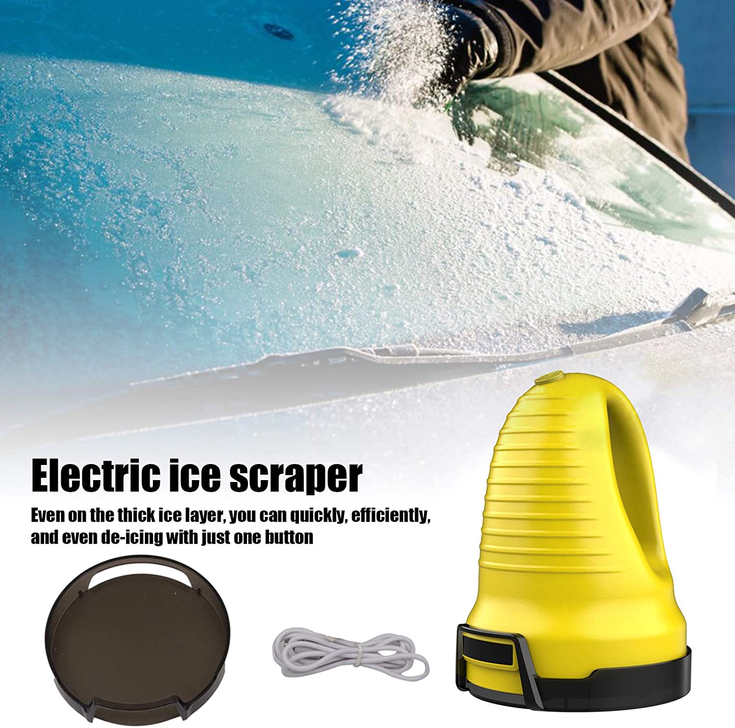 Grattoir à Glace Électrique Sans Fil - Dégivre Rapide Pare-Brise Voiture, Recharge USB 3,7V