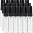 thumbnail image 1 of 30 frascos de vidrio transparente de 5 ml con atomizador de niebla fina, vacíos, para viaje, con tapa de bomba negra., 1 of 9