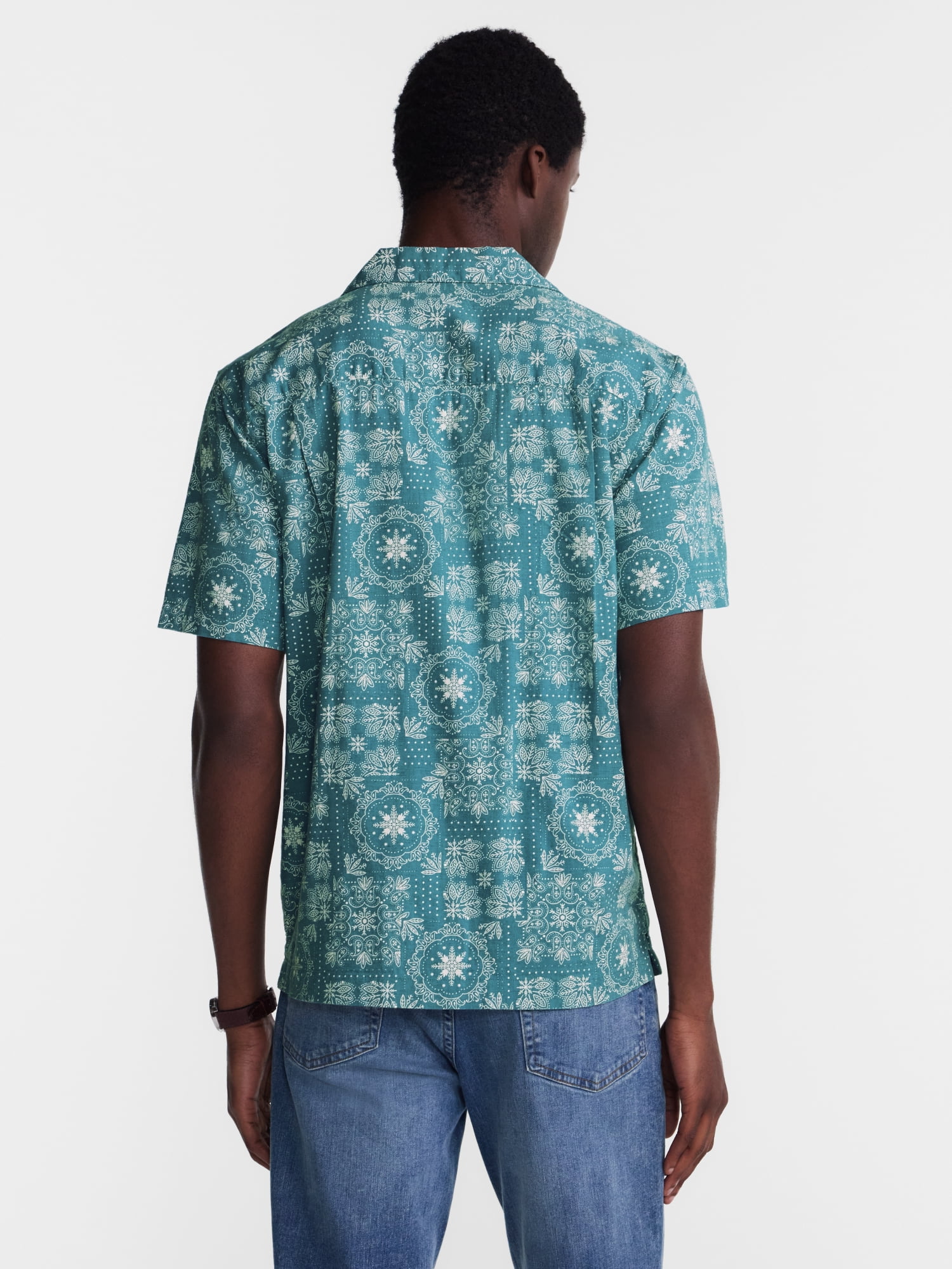 George Men's Linen Blend Holiday Camp Shirt, Sizes XS-3XL, LT-4XLT, 2XB-6XB