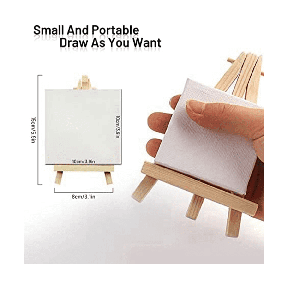 16 Pack 4 x Inch Stretched Mini Canvases Small Painting Canvas With Easel Art for