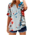 thumbnail image 2 of Youyipin womens tops V-neck Short Sleeved flower Printe Button Short Sleeved Loose Fashion T-shirt summer tops for women, 2 of 4