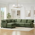thumbnail image 4 of Harper & Bright Designs U-Shaped Sectional Sofa with Movable Ottoman, Oversized Couch with Side Storage Pockets, L-shaped Corduroy Fabric Sofa for Living Room, 125.2", Green, 4 of 12