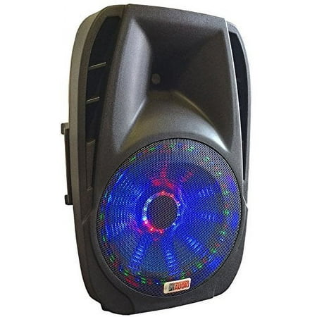 Lighted Powered 15 DJ Speaker - 800 Watts - Bluetooth MP3 USB SD FM Radio or plug in your laptop or iPhone - Plug and Play - Light Show Included - Adkins Professional Audio