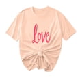thumbnail image 2 of Ailaofu Womens Love Shirt Casual Loose Short Sleeve Letter Heart Graphic Tee Summer Tops, 2 of 5