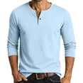 thumbnail image 2 of SGFCWSX Men's Cotton-Linen Blend Long-Sleeve Button-Up Top – Solid Color Casual Shirt Light Blue Size S, 2 of 8