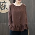 thumbnail image 2 of BangWanChi Long Sleeve Shirts for Women Women's Spring Summer Linen Casual Long Sleeve Round Neck Blouse Loose Tops, 2 of 4