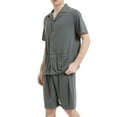 thumbnail image 4 of Dagugfen Mens Pajama Sets 2 Piece Short Sleeve Button down Shirts with Pockets Shorts Loose Comfy Soft Sleepwear, 4 of 8