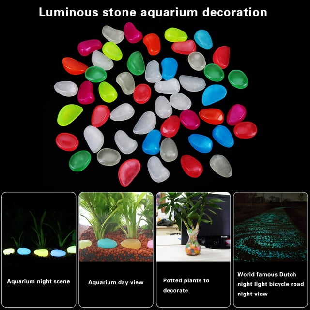 50 Piezas de Piedra de luz de Noche Colorida de plástico, decoración de pecera de Acuario, guijarros de Acuario, Paisaje Creativo para pecera de Piscina Unbranded CW00760