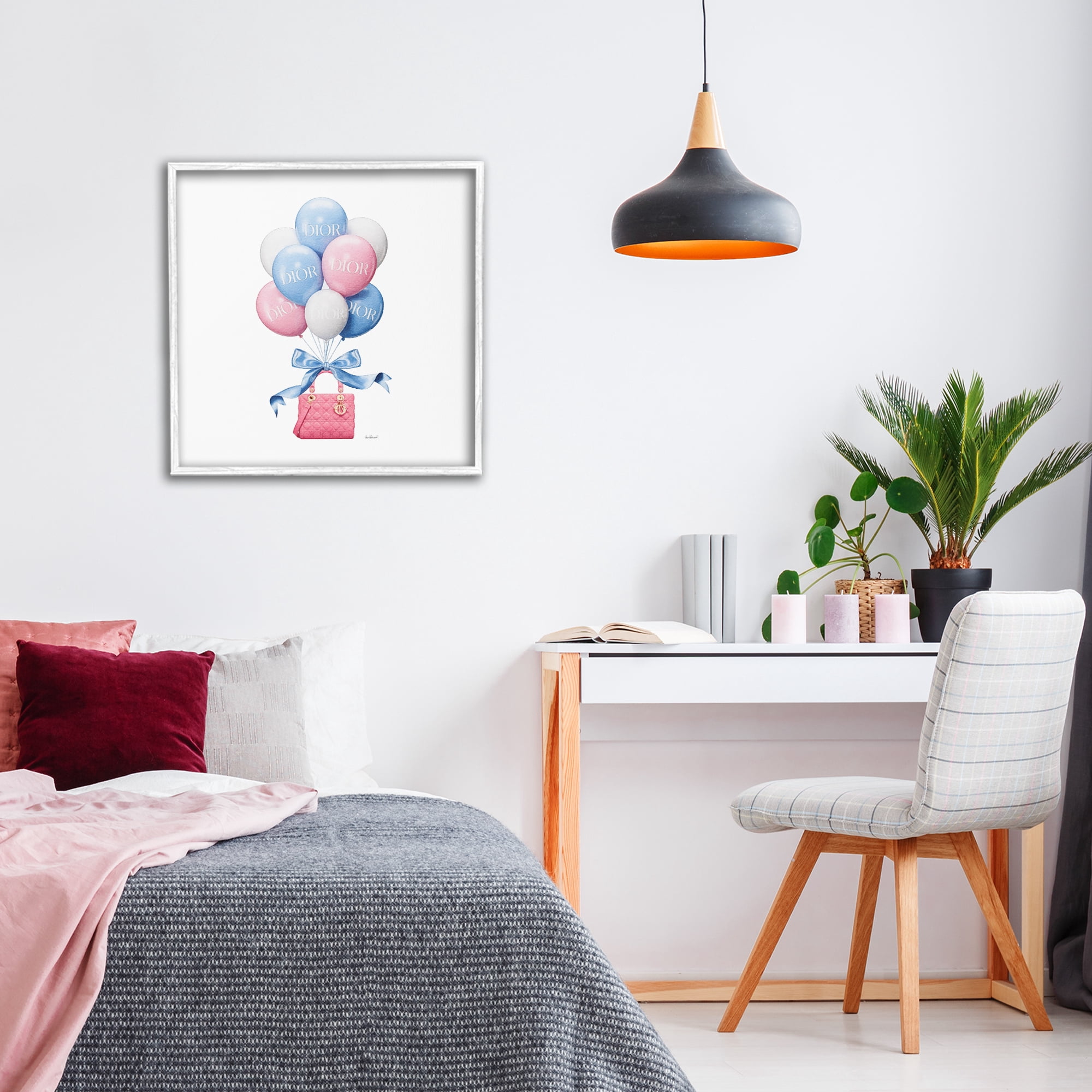 Stupell Industries Pink & Blue Handbag Balloons White Framed Giclee Art, design by Amanda Greenwood