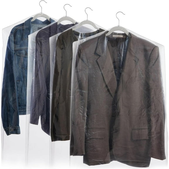 Luniquz 50 Pack Plastic Clear Dry Cleaning Hanging Lightweight Garment Clothes Cover Protector Bags for Closet Clothes Storage.