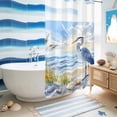 thumbnail image 5 of No Hook Shower Curtain, Coastal Birds Shower Curtains for Bathroom with See Through Top Window, Blue Sky Heron Seabird Tropical Beach Waterproof & Washable Bath Curtain Narrow 54"x78", 5 of 9
