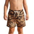 thumbnail image 2 of GobdXE Kids Leopard Print Swim Trunks Built-in Compression Liner Water Sports Shorts Size:9-10 Years, 2 of 5