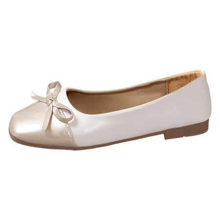 QYZEU Foldable Flats for Women Womens Sandals Ladies Large Size Single Shoes Simple Pure Colour Bowknot Low Heel Flat Bottom Walking Lightweight Single Shoes White 42
