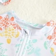 thumbnail image 5 of XAOFW Girl's One-Piece Swimsuits Cartoon Print Long Sleeve Crewneck Swimwear With Matching Swim Cap And Zipper Beach Sports Stylish Versatile Swim Wear, 5 of 7