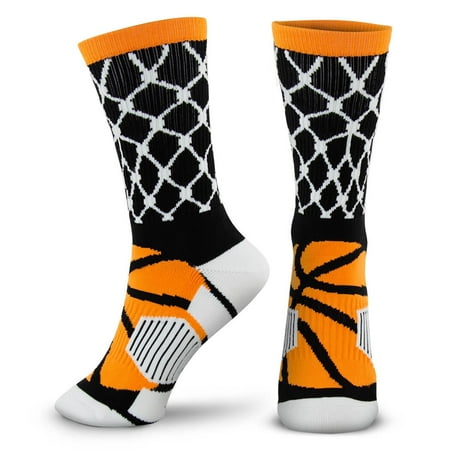 

Basketball Woven Mid-Calf Socks - Hoop and Ball (Black/Orange)