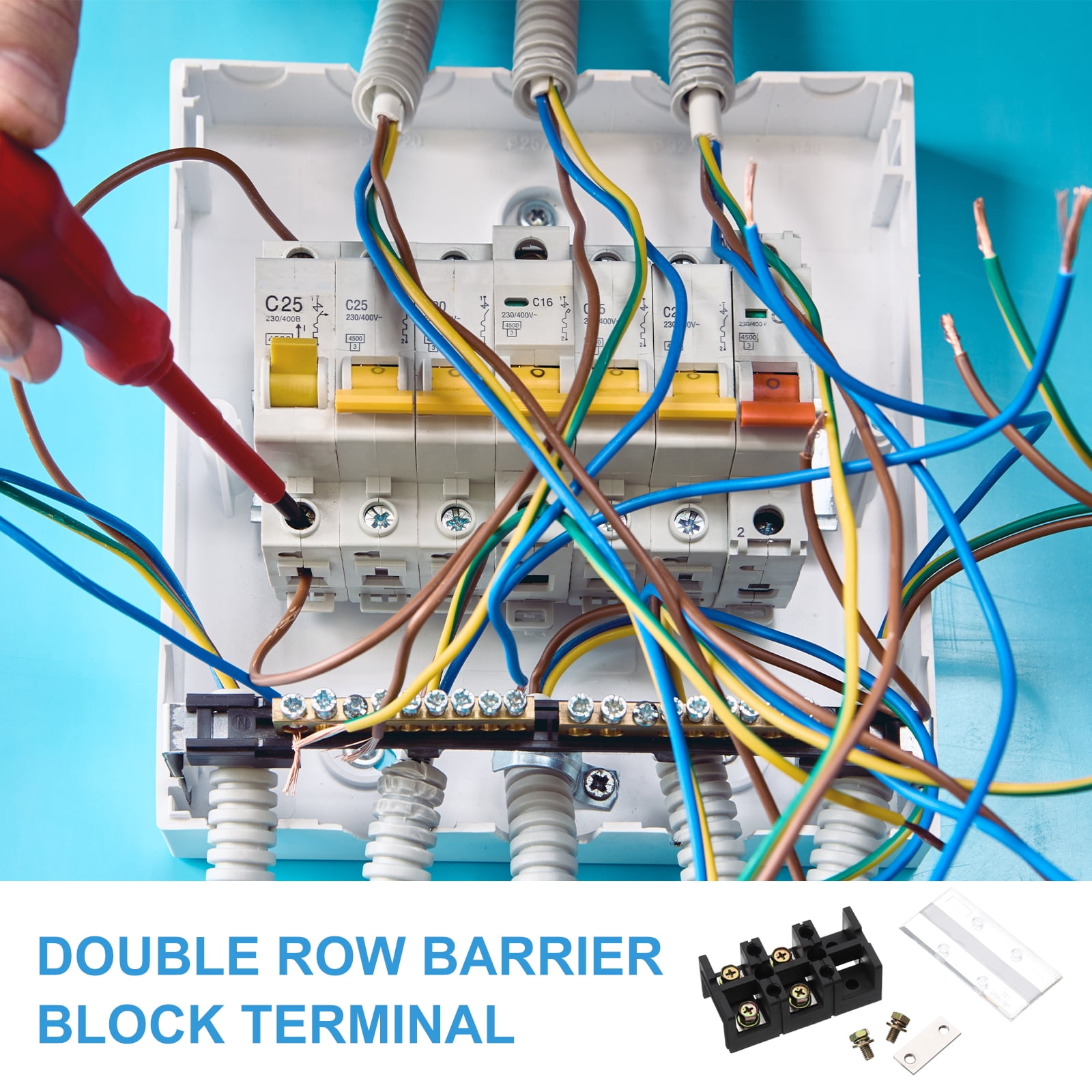 1 Pcs Barrier Terminal Strip Block 600V 200A Dual Rows 4 Positions Rail Base Screw Connector(The Shell Is Made of Flame Retardant and Heat Resistant Material)