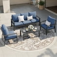 thumbnail image 3 of MRUAKA Aluminum Patio Furniture Set, 6 Pcs Modern Outdoor Sofa Sets, Outdoor Sectional Patio Conversation Set with Coffee Table for Backyard, Poolside, Navy, 3 of 11