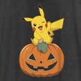 thumbnail image 2 of Women's Pokemon Halloween Jack-O'-Lantern Pikachu Racerback Tank Top Black Heather Large, 2 of 4