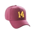 thumbnail image 2 of Daxton Structured Baseball Hat Cap Curved Visor Custom Team Number - Hot Pink Hat, Gold 14, 2 of 4