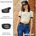 thumbnail image 3 of 2 Pack Women Leather Belts Faux Leather Jeans Belt with Double O-Ring Buckle Size up to 58 inch, 3 of 6