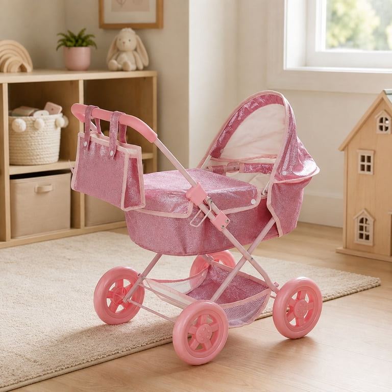 Olivia's Little World Glitter Pink Baby Doll Pram photo 1