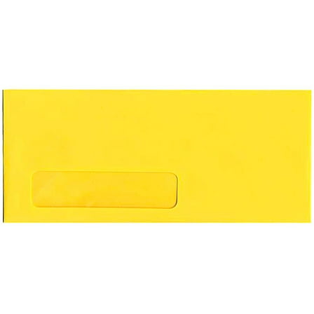 JAM Paper No. 10 Window Envelopes, 4 1/8 x 9 1/2, Yellow, 500/Box