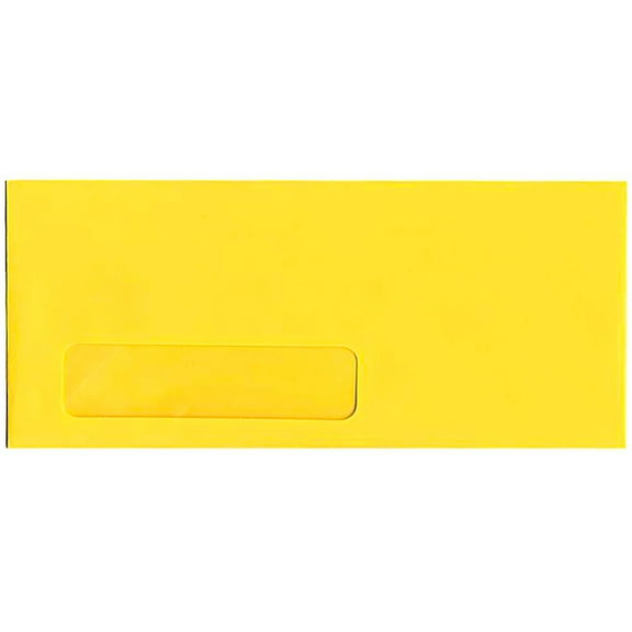 JAM Paper No. 10 Window Envelopes, 4 1/8 x 9 1/2, Yellow, 500/Box