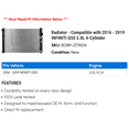 thumbnail image 2 of Radiator - Compatible with 2016 - 2019 INFINITI Q50 2.0L 4-Cylinder 2017 2018, 2 of 2