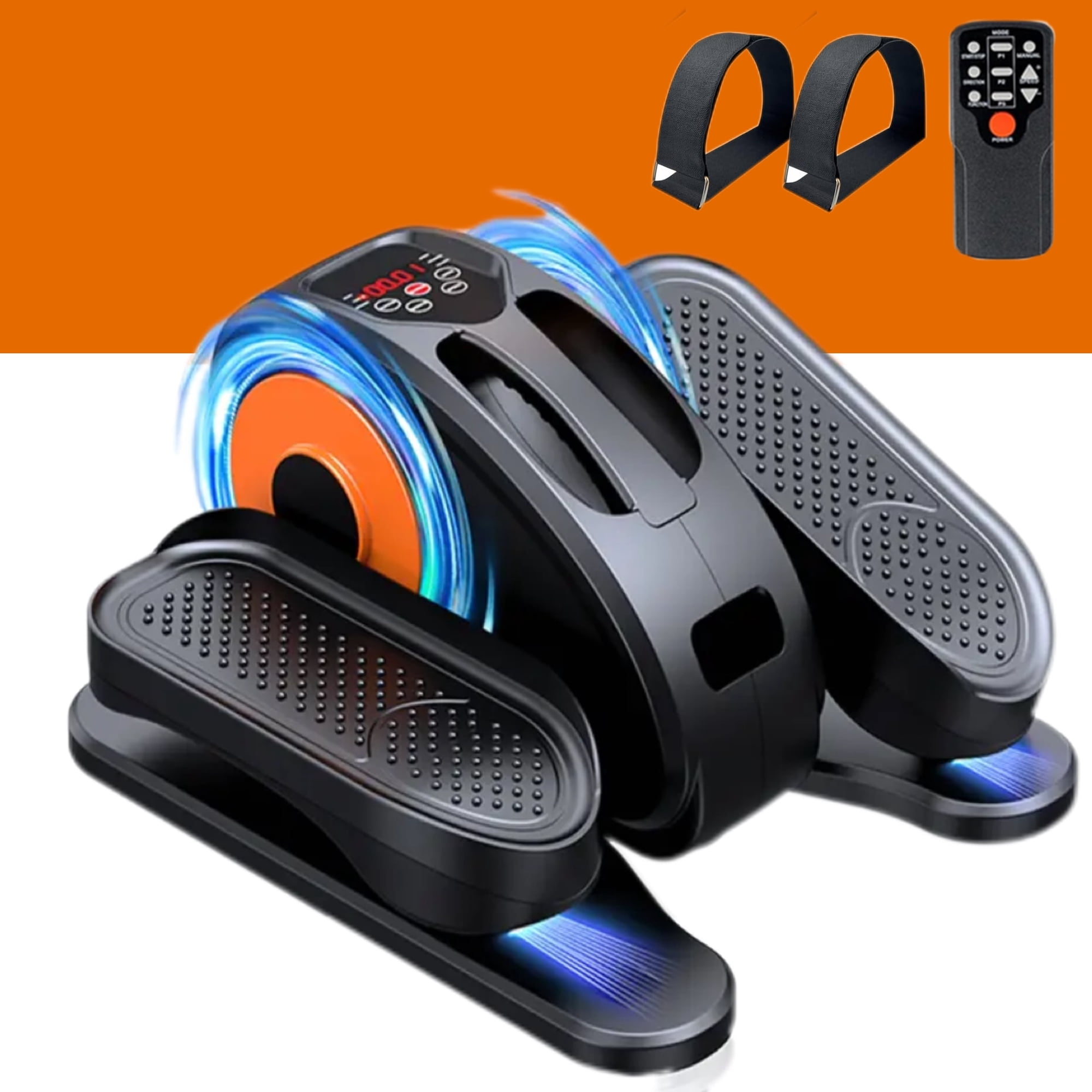 Under Desk Elliptical Machine - Electric, Quiet & Fully Assembled for Seniors. Portable Seated Leg Exerciser with Remote Control. ESL Pedal Trainer