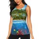 thumbnail image 1 of Balery Island And Coral Reef Camiseta sin mangas estampada ligera para mujer, tops de entrenamiento sin mangas, camisetas de yoga transpirables de secado rápido.-X-Large, 1 of 7