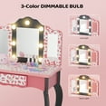 thumbnail image 3 of Ktaxon Kids Princess Wooden Vanity Desk w/ Lighted Mirror,Stool,Drawer, Pink, 3 of 7