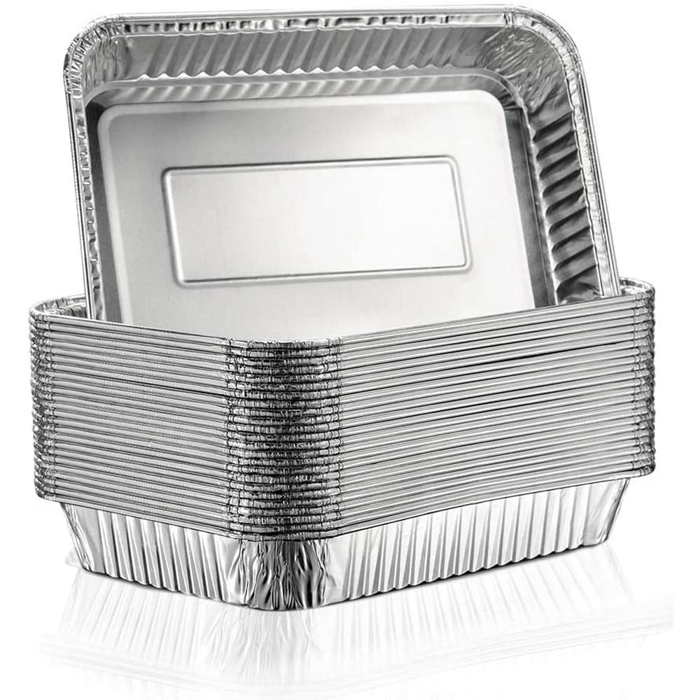 Pack of 25 Aluminum Foil Grill Drip Pans Bulk Package of Durable Cooking Trays Disposable