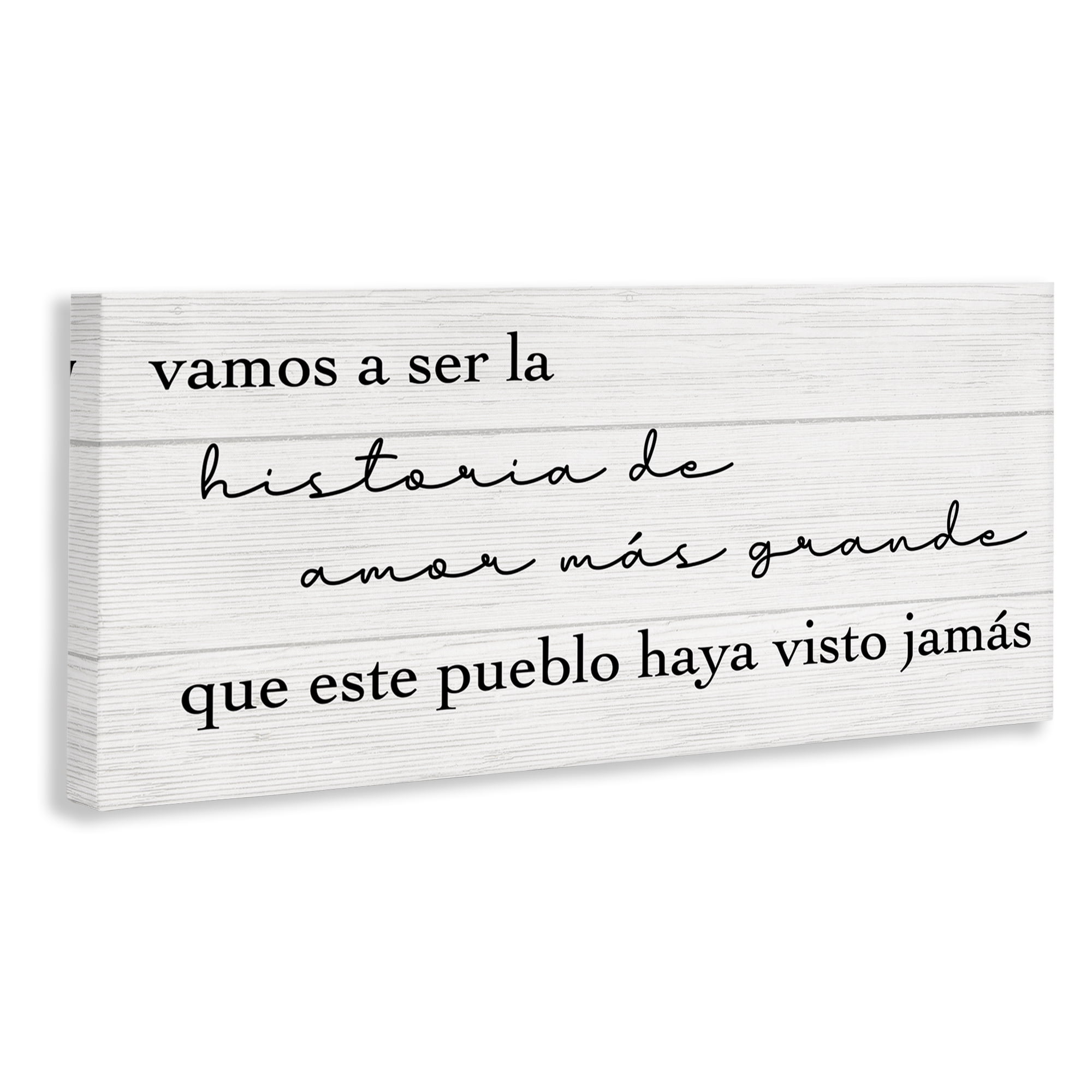 Stupell Industries Historia de Amor Más Grande Inspirational Quotes & Sayings Painting Wrapped Canvas Art Print Wall Art, 24 x 10