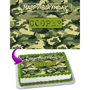 Camouflage 2 Edible Cake Image Topper Personalized Birthday Party 1/4 Sheet (8"x10.5")