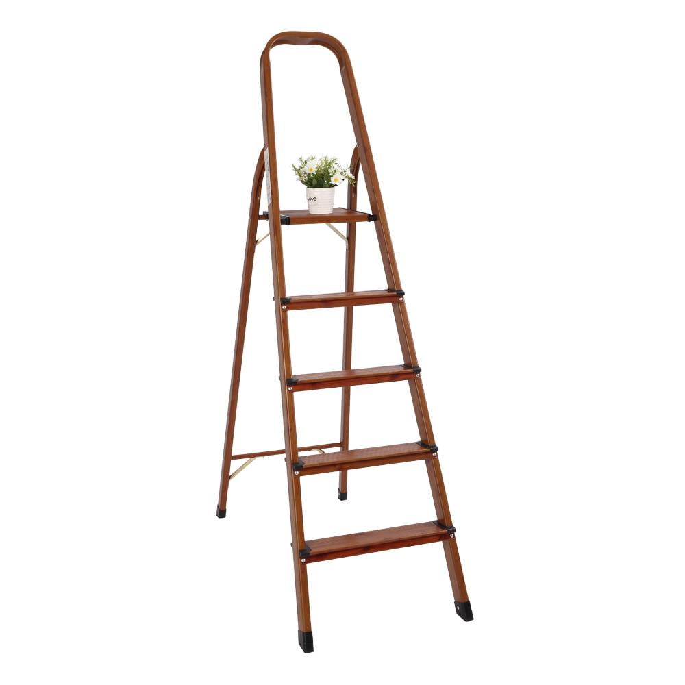 LUISLADDERS Step Ladder Lightweight Woodgrain Aluminum Ladders Folding Step Stool for Home and Kitchen Ladder 330lb 2 Step