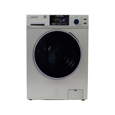 Equator Silver All-in-One Washer Dryer VENTED-DRY 30% FASTER than Condense 15lb 110V with Pet Cycle Dual Fans and Adjustable Legs